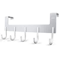 ACMETOP Perchero Ganchos para Puerta- Oorganizador para Abrigos- Toalla- Bultos- Gorras- Batas – 5 Ganchos- Acabado Mate…
